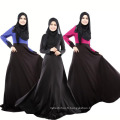 Doux qualité polyesterdubai femmes robe noire à manches longues dentelle abaya islamique vêtements